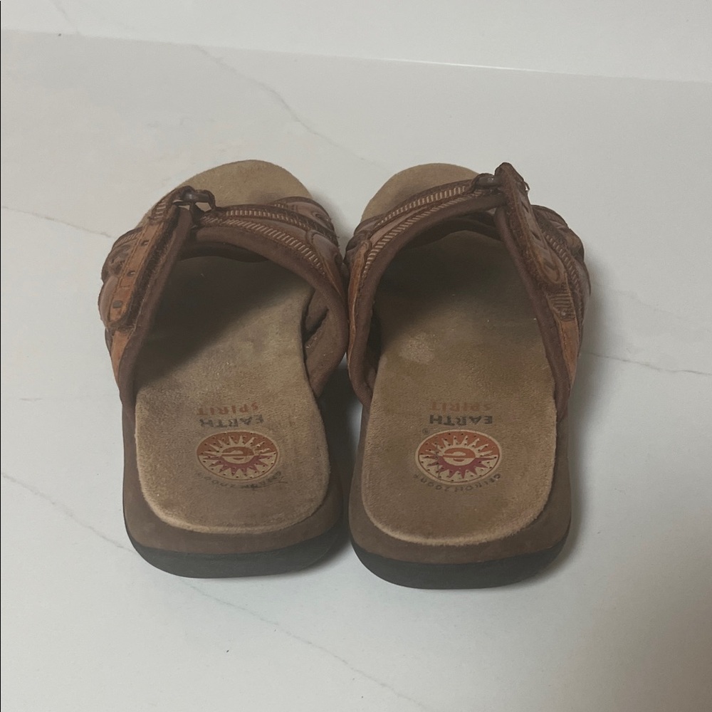 Earth Spirit Tan Leather Sandals Size 7 - Picture 4 of 11